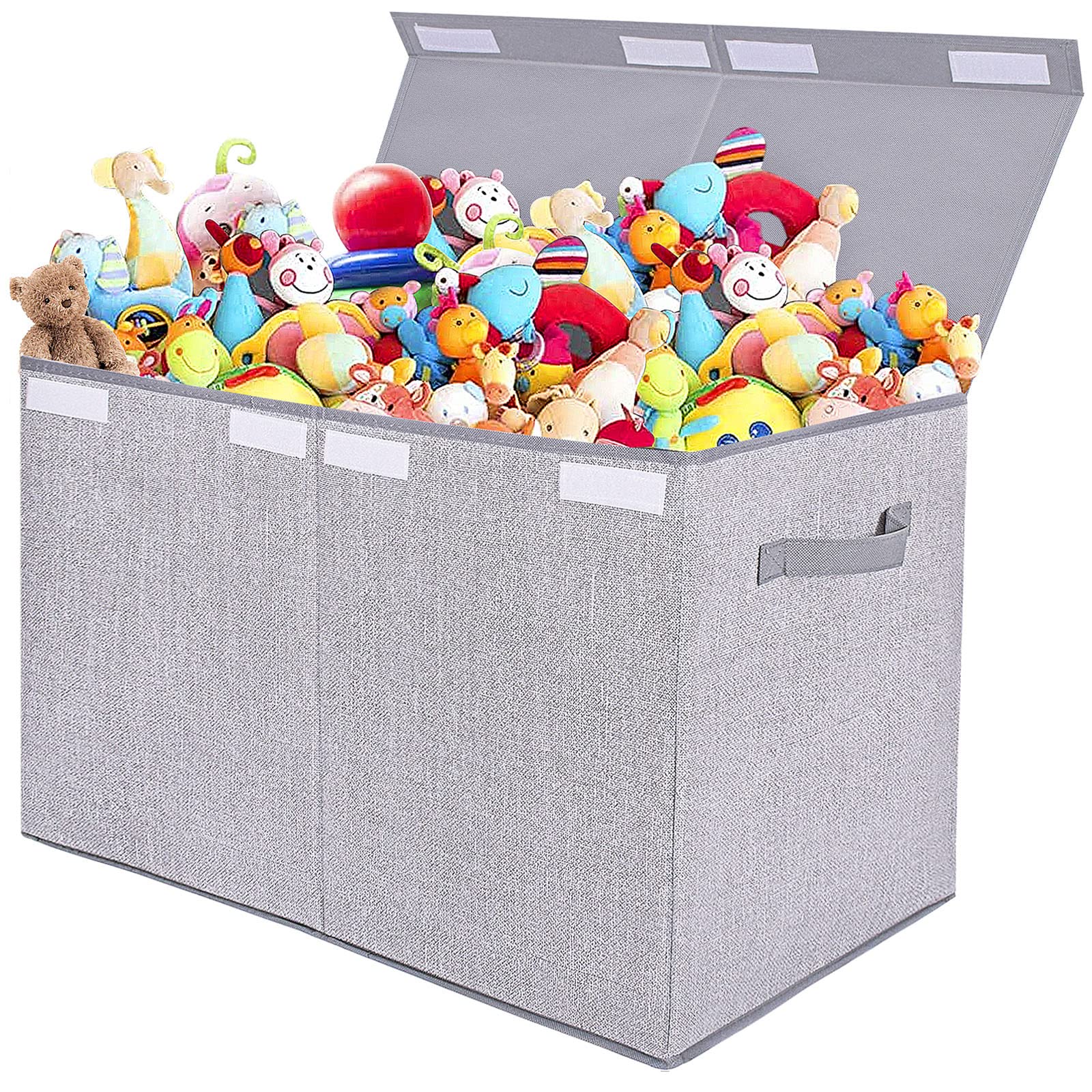 Large Toy Box Chest Storage Organizer With Lid,Collapsible Kids Toys Boxes Basket Bins With Sturdy Handles For Boys And Girls, N