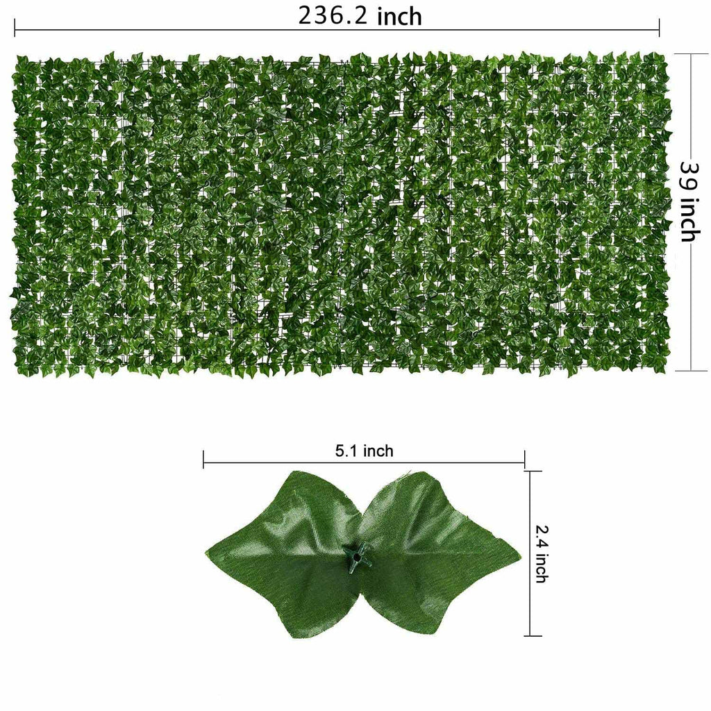 Dearhouse Artificial Ivy Privacy Fence Wall Screen, 39.3X236.2Inch Artificial Hedges Fence And Faux Ivy Vine Leaf Decoration For