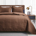 Loves cabin King Size Quilt Bedding Set Brown Bedspreads - Bed Lightweight Bedspread Comforter - Coin Pattern Bedding Coverlet 