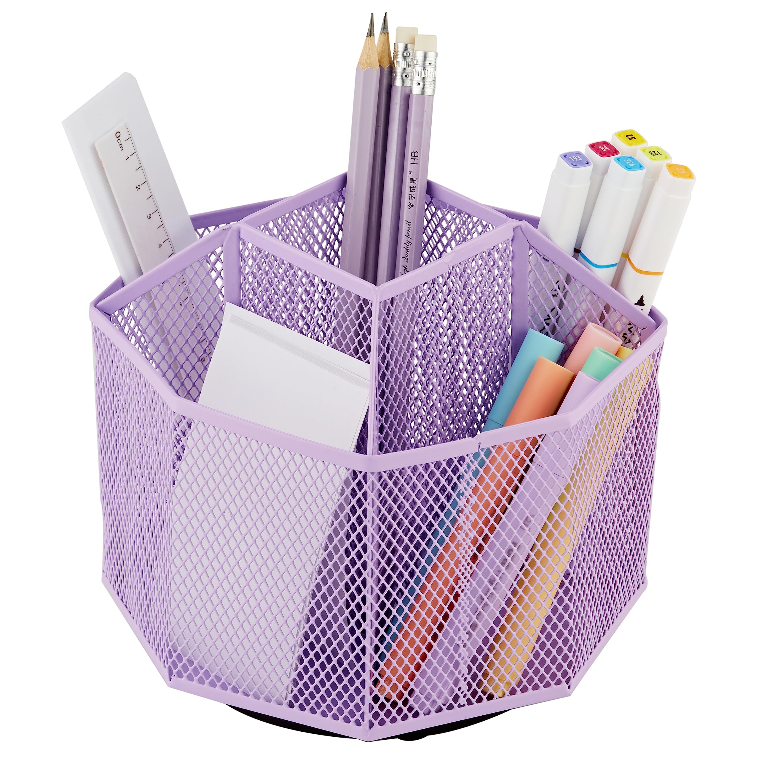 Annova Mesh Desk Organizer Rotate With 5 Compartments Spinning Tidy Candy/Pen Holder Office, Art Supply, Storage, Classroom, Hom