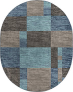 Unique Loom Autumn Collection Area Rug - Providence (7' 10'' X 10' Oval, Blue Gray/ Light Brown)