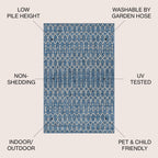 Jonathan Y Smb108B-8R Ourika Moroccan Geometric Textured Weave Indoor/Outdoor Area Rug, Bohemian, Scandinavian For Bedroom, Kitchen, Living Room, Easy-Cleaning, Navy/Light Gray, 8' Round