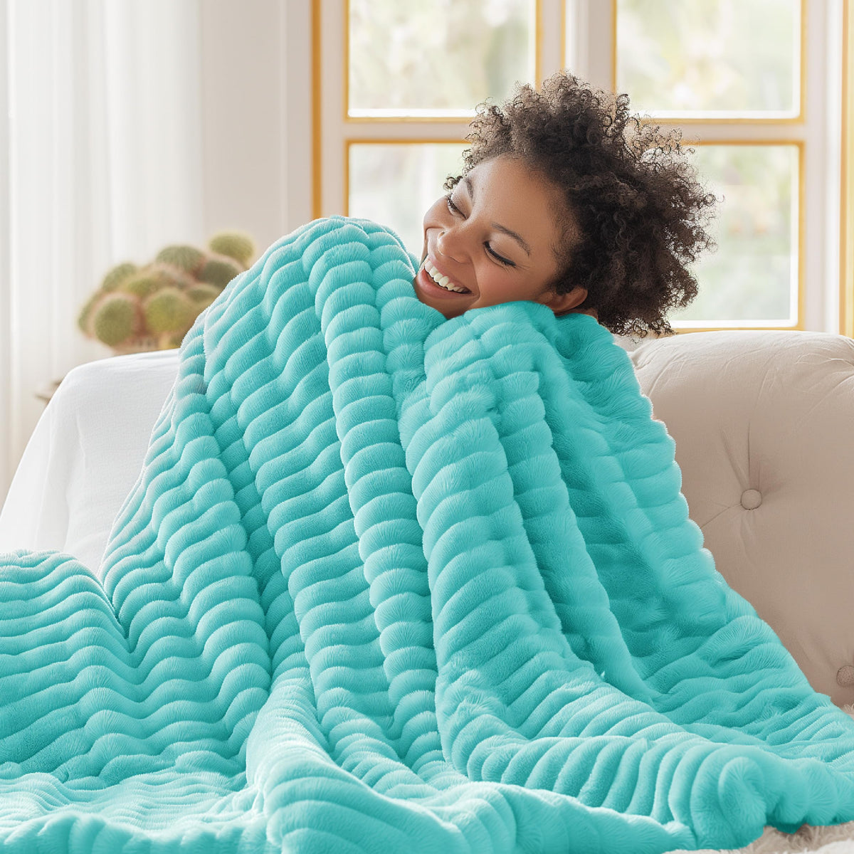 Bedsure Blue Fog Fleece Blanket For Couch - Super Soft Cozy Twin Blankets For Women, Cute Small Blanket For Girls, 60X80 Inches