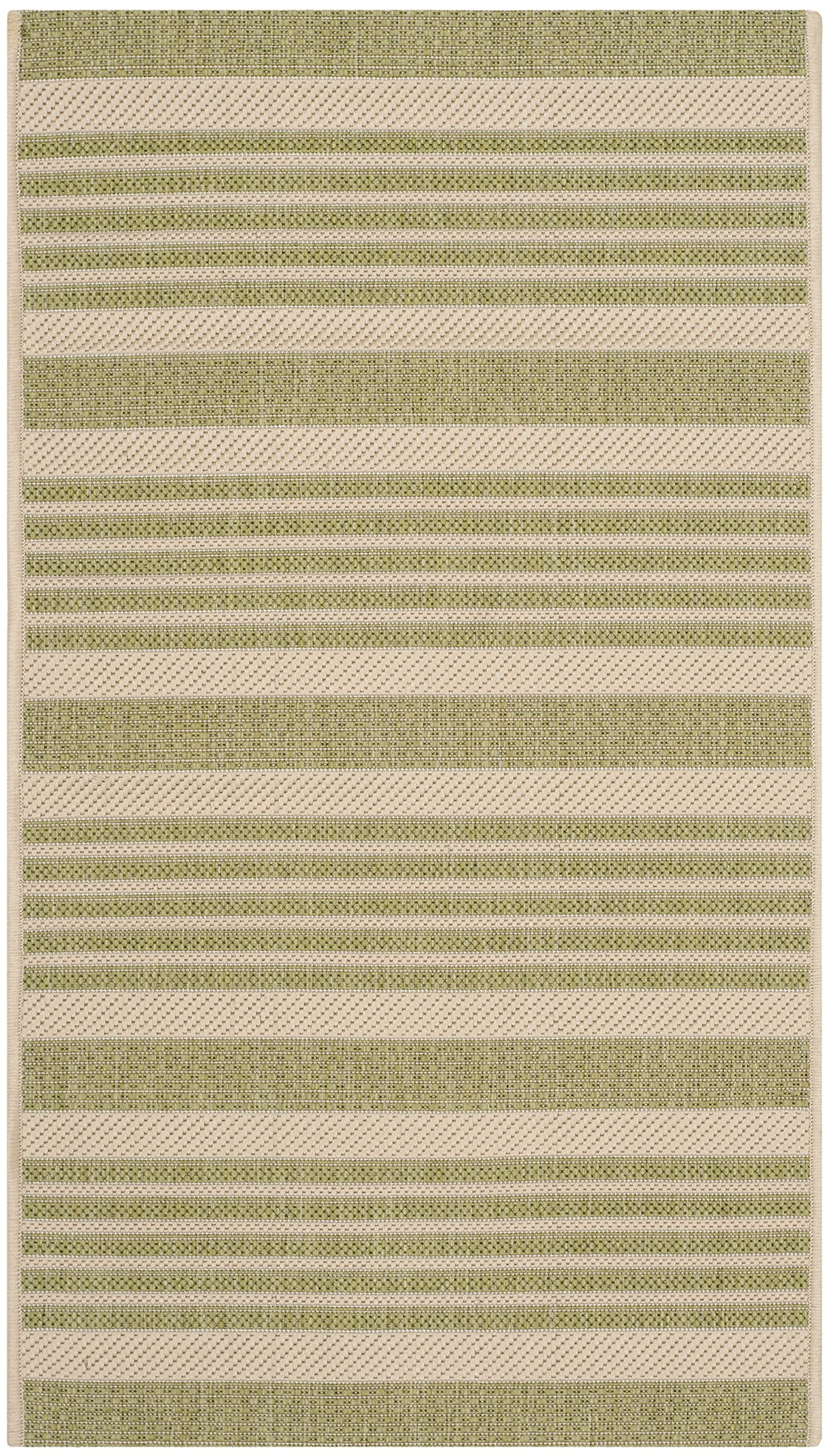 SAFAVIEH Courtyard Collection Accent Rug - 2 x 37, Beige & Sweet Pea, Stripe Design, Non-Shedding & Easy Care, Indoor/Outdoor