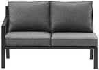 Crosley Furniture Clark Outdoor Sectional Left Side Loveseat, 2-Person Patio Couch For Deck, Backyard, Matte Black With Charcoal Cushions