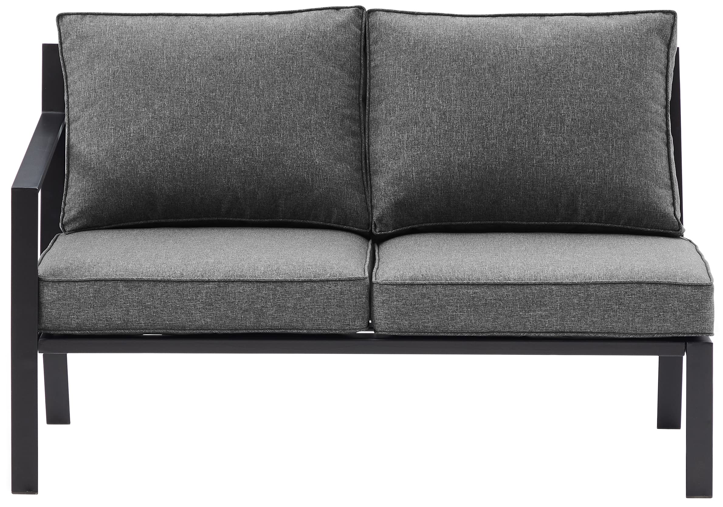 Crosley Furniture Clark Outdoor Sectional Left Side Loveseat, 2-Person Patio Couch For Deck, Backyard, Matte Black With Charcoal Cushions