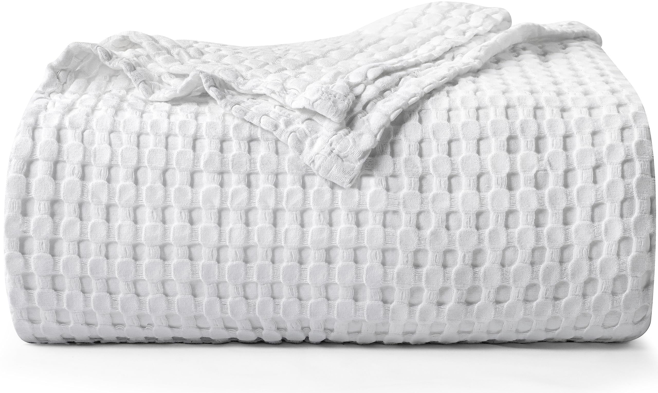 Utopia Bedding Cotton Waffle Blanket 300 Gsm (White - 60X50 Inches) Soft Lightweight Breathable Bed Blanket Throw Size Layering