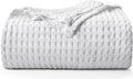 Utopia Bedding Cotton Waffle Blanket 300 Gsm (White - 60X50 Inches) Soft Lightweight Breathable Bed Blanket Throw Size Layering