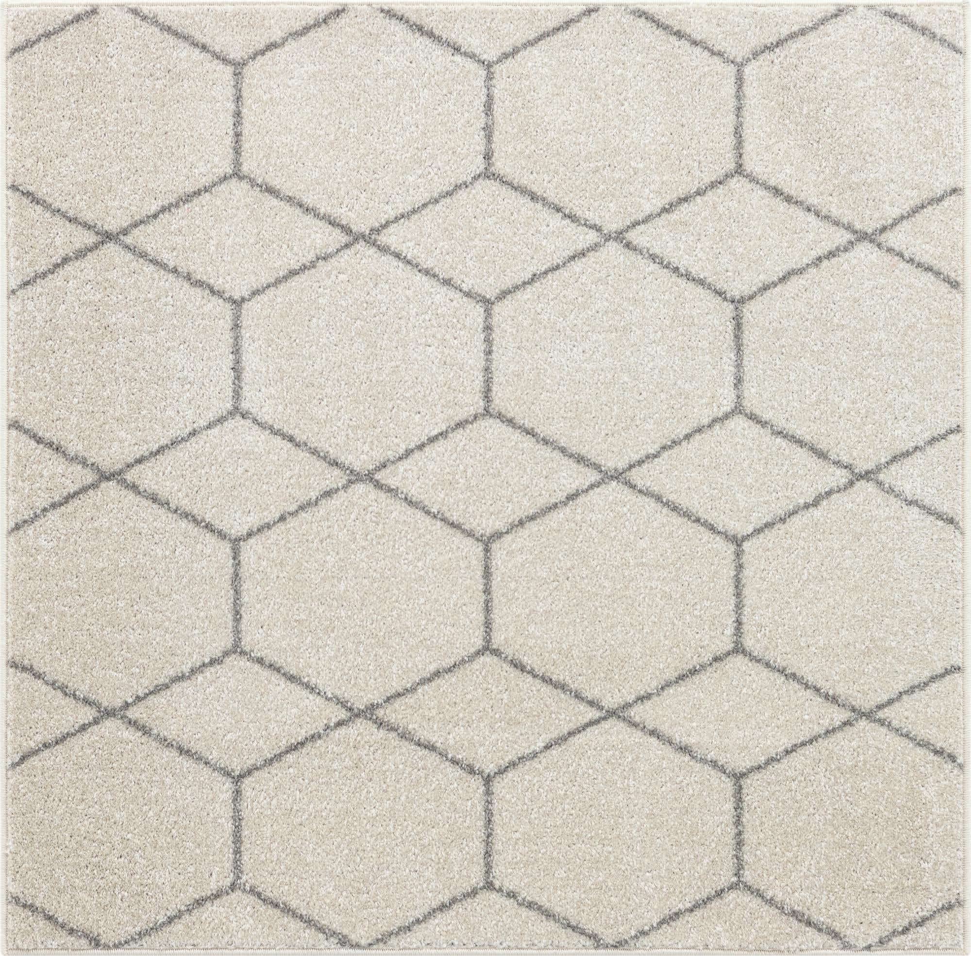 Unique Loom Trellis Frieze Collection Area Rug - Geometric (4 1 Square, Ivory/ Gray)