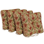 Blazing Needles Corded Tapestry Chair Cushion, 17", Red/Beige 4 Count