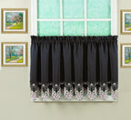 Today'S Curtain Verona Reverse Embroidery Tier, 24', Black/Rose, 60' W X 24' L