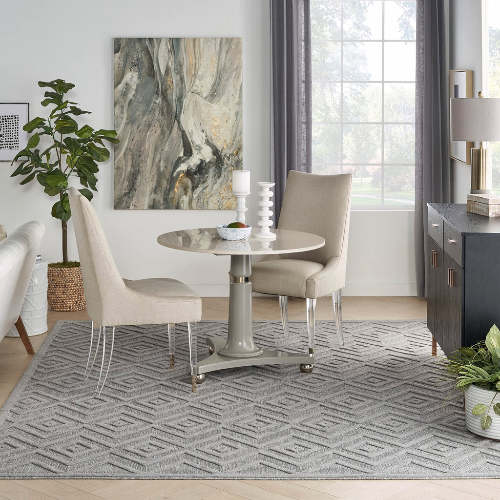 Nourison Versatile Indoor/Outdoor Silver Grey 9' X 12' Area Rug, Easy Cleaning, Non Shedding, Bed Room, Living Room, Dining Room, Deck, Backyard, Patio, High Traffic Area (9X12)