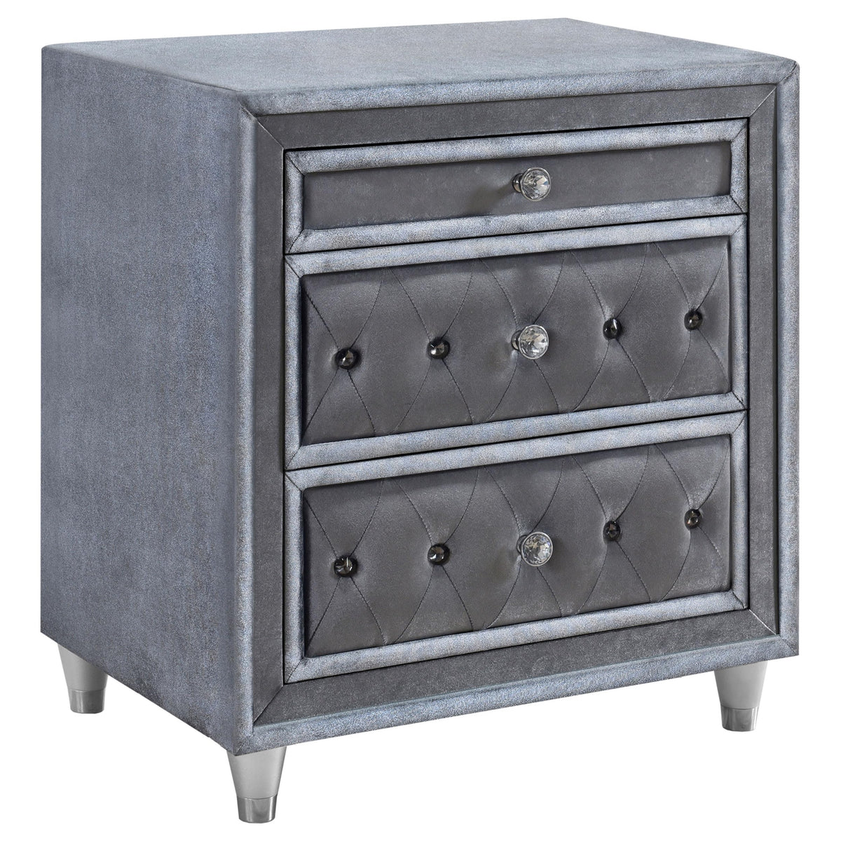 Coaster Home Furnishings Antonella 3-Drawer Upholstered Nightstand Grey