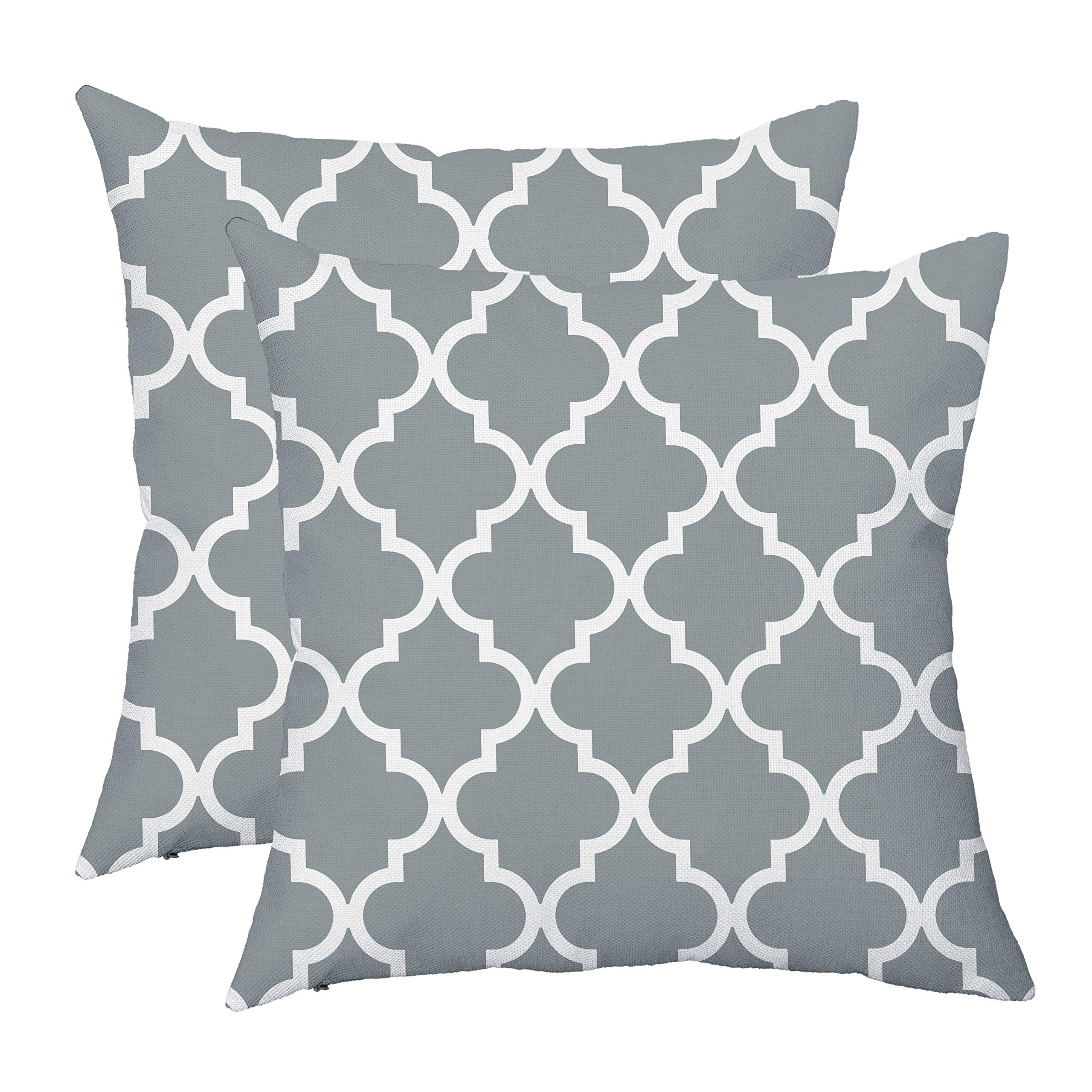Taoson Pack Of 2 Soft Canvas Throw Cushion Cover Pillow Covers Cases For Couch Sofa Home Decor Modern Quatrefoil Accent Geometri