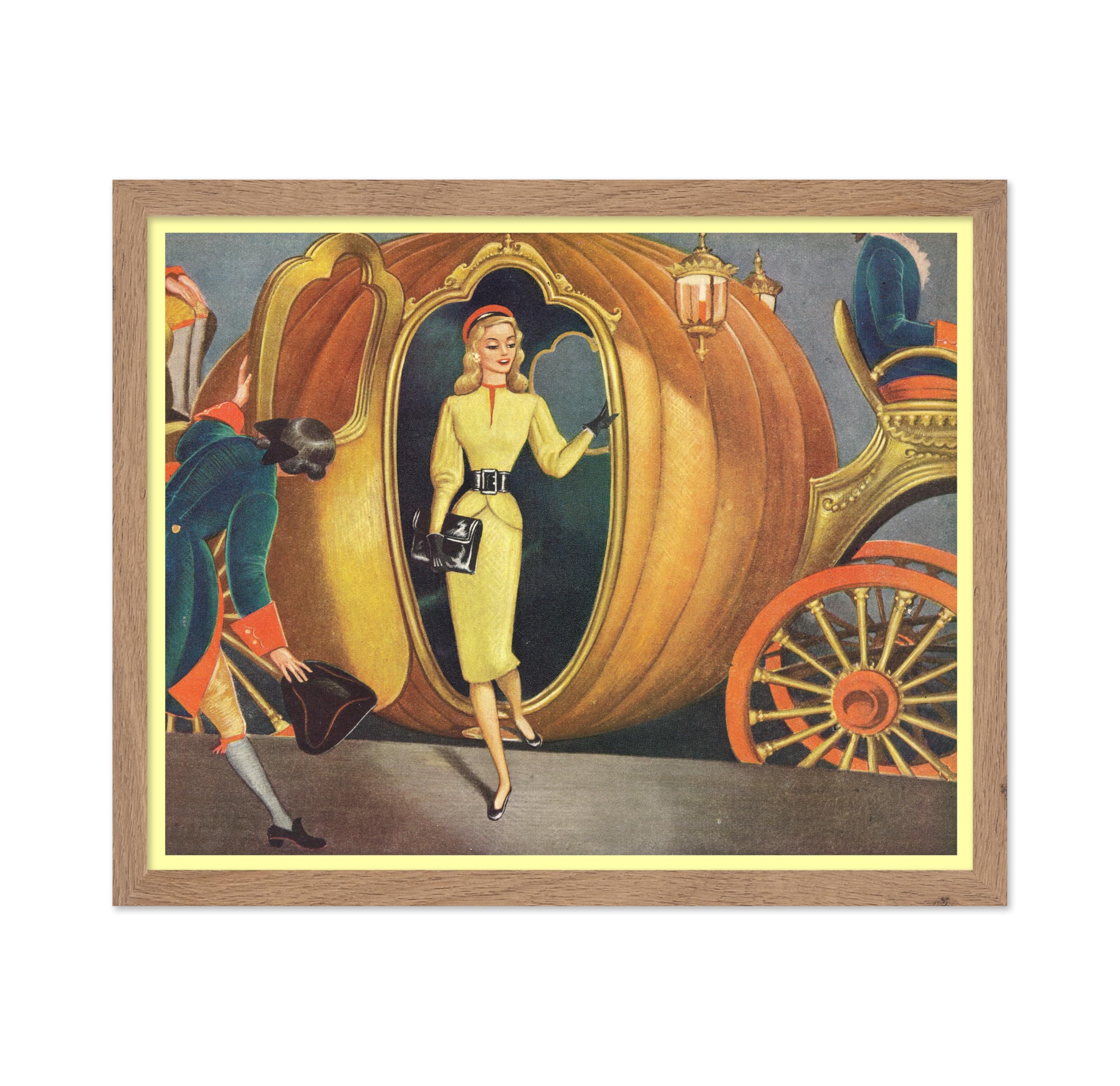 Poster Master Vintage Poster - Retro Golden Pumpkin Coach Print - Queen for a Day Art - Gift for Men & Women - Chic Decor for Li