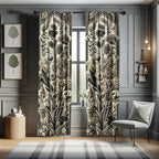 Ambesonne Botanical Art Window Curtains Pack Of 2, Leafy Floral Huddle Composition With Nostalgia Tones Oriental Details, Lightw