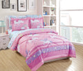 Linen Plus Twin Size 5Pc Comforter Set For Girls/Teens Unicorn Rainbow Castle Pink Purple Yellow White New