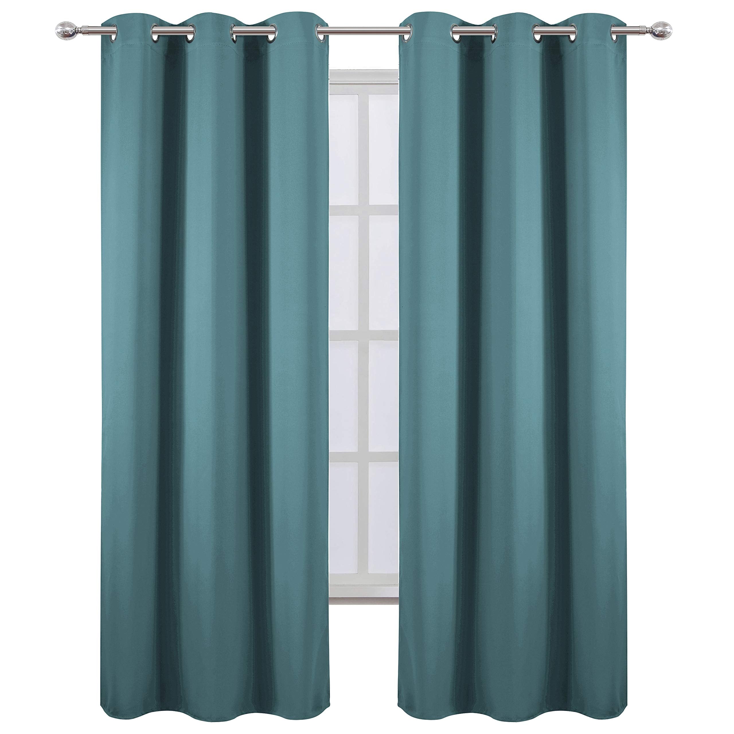 Lemomo Sea Teal Thermal Blackout Curtains/38 X 84 Inch/Set Of 2 Panels Room Darkening Curtains For Bedroom
