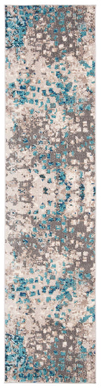 Safavieh Madison Collection Runner Rug - 2'2'' X 20', Grey & Blue, Boho Abstract Distressed Design, Non-Shedding & Easy Care, Id