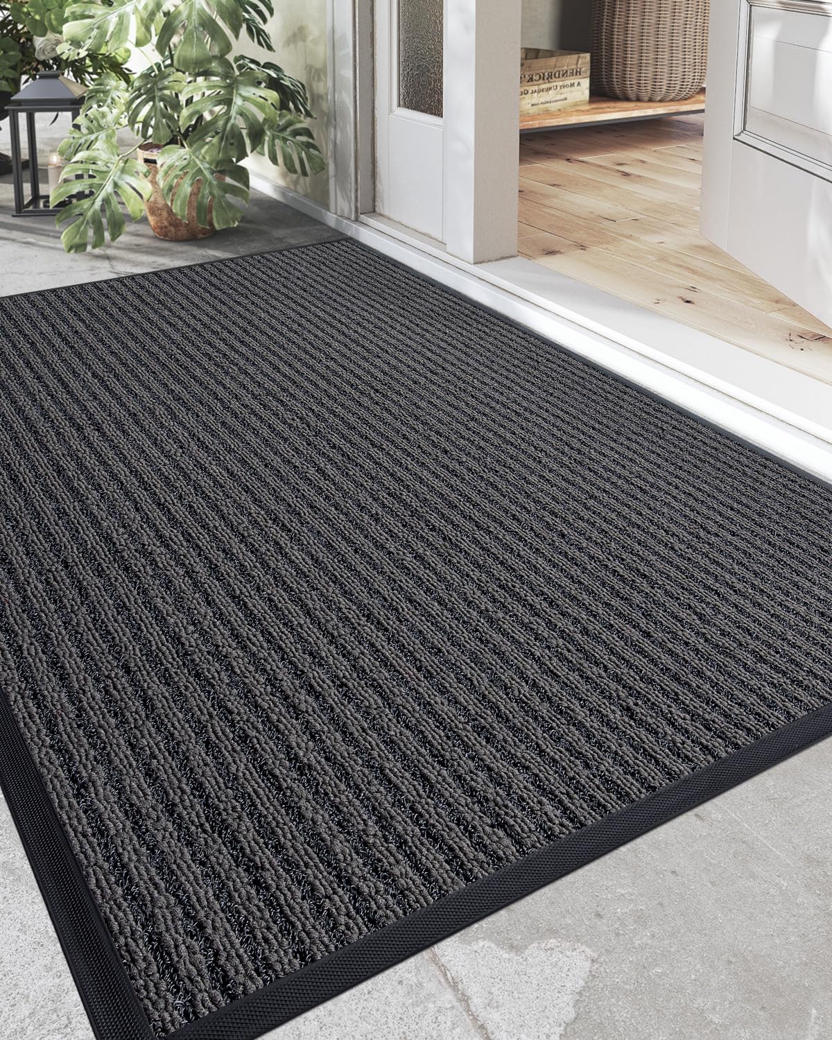 DEXI Front Door Mat Outside Entrance, Rubber Entry Doormat Heavy Duty, Welcome Mats Non Slip for Inside House Floor Entryway Bac