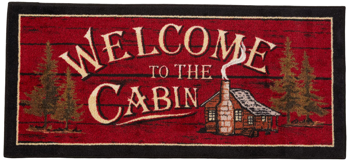Cozy Cabin CC5268 Welcome to the Cabin Non Skid Rug 20''x44'' Red