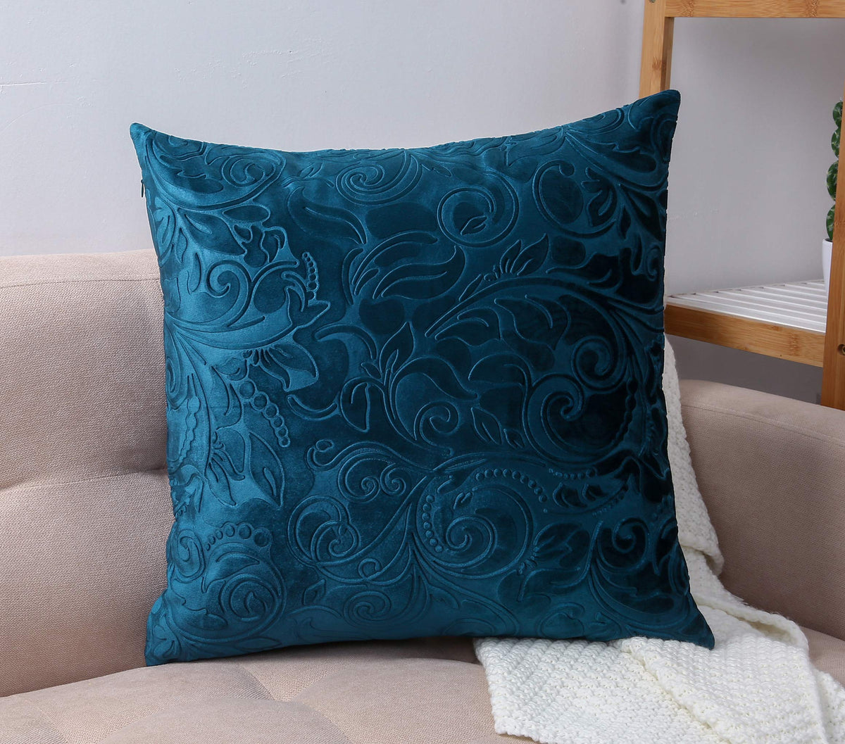 Tangdepot Heavy Velvet Embossing Throw Pillow Cover, Classis Floral Anaglyph Velvet Fabric, Euro Sham, European Throw Pillow Cov