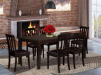 East West Furniture LYAN7-CAP-LC Lynfield 7 Piece Set Consist of a Rectangle Dinner Table with Butterfly Leaf and 6 Faux Leather Dining Room Chairs, 36x66 Inch, Cappuccino
