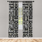 Ambesonne Southwestern Window Curtains, Monochrome Colors Design With Zigzags Arrows And Cultural Motifs, Lightweight Decor 2-Pa