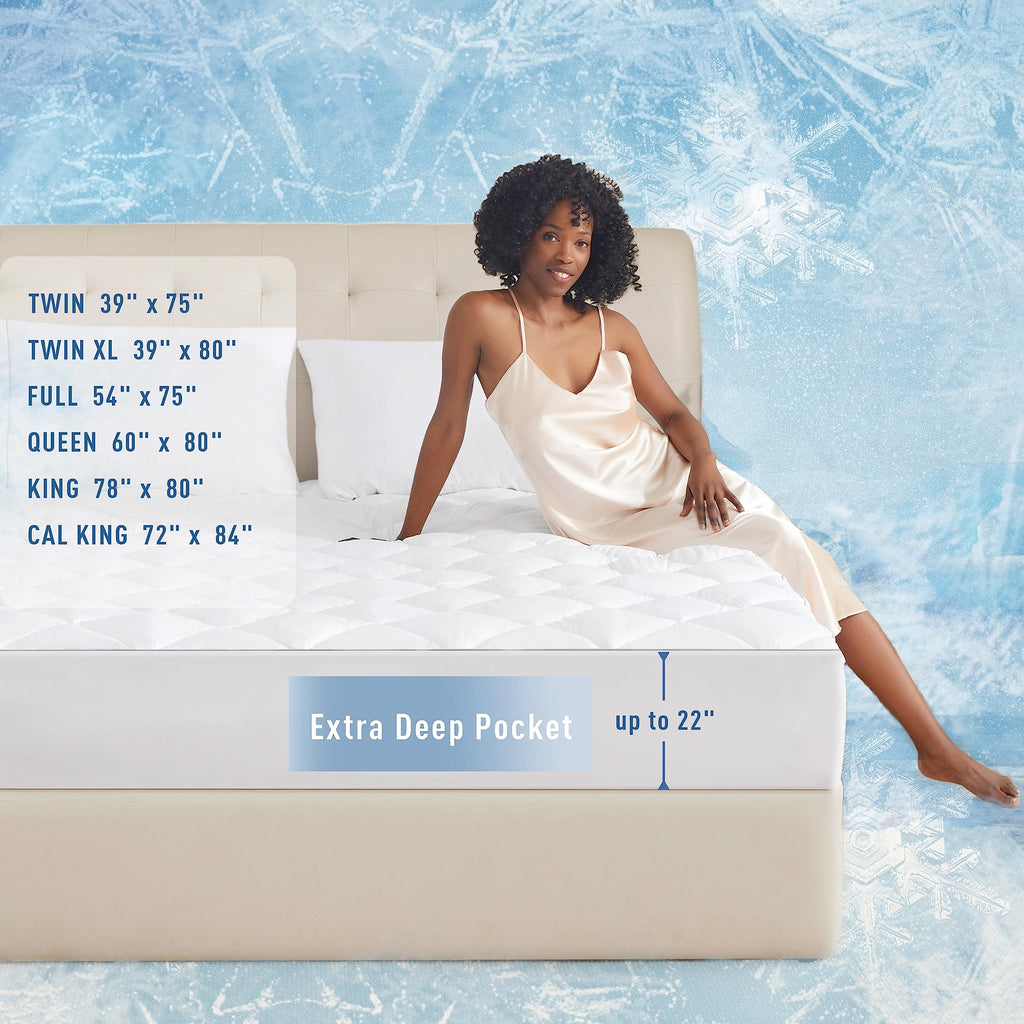 Sunflower Cooling Quilted King Mattress Protector, Mattress Pad King Chill Soft, King Mattress Cover, 18-22' Extra Deep Pocket Thin Version, Machine Washable Durable