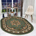 Antep Rugs Alfombras Oriental Traditional 5x7 Non-Skid (Non-Slip) Low Profile Pile Rubber Backing Indoor Area Rugs (Green, 5 x 