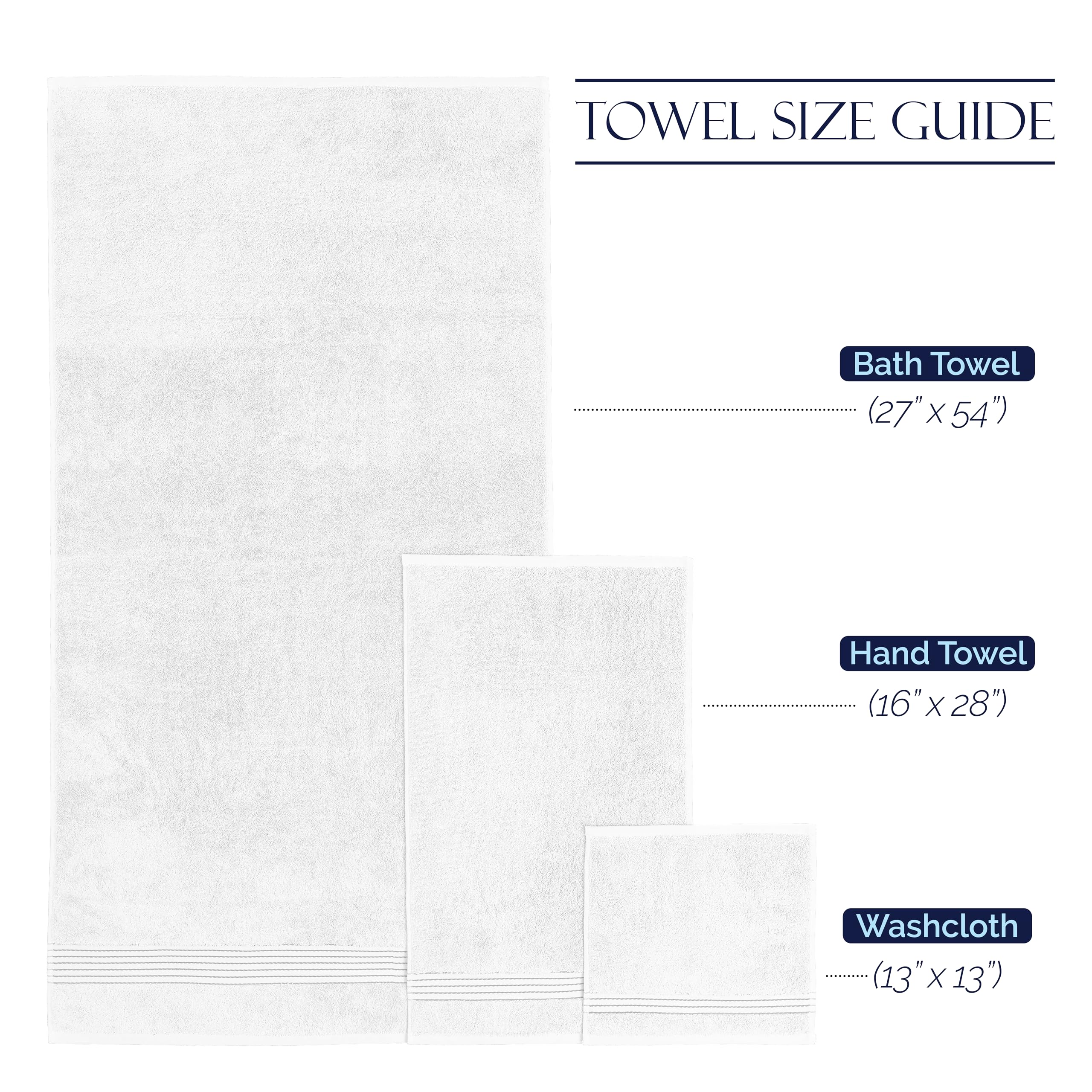 Elegant Comfort Premium Cotton 6-Piece Towel Set, Includes 2 Washcloths, 2 Hand Towels And 2 Bath Towels, 100% Turkish Cotton -