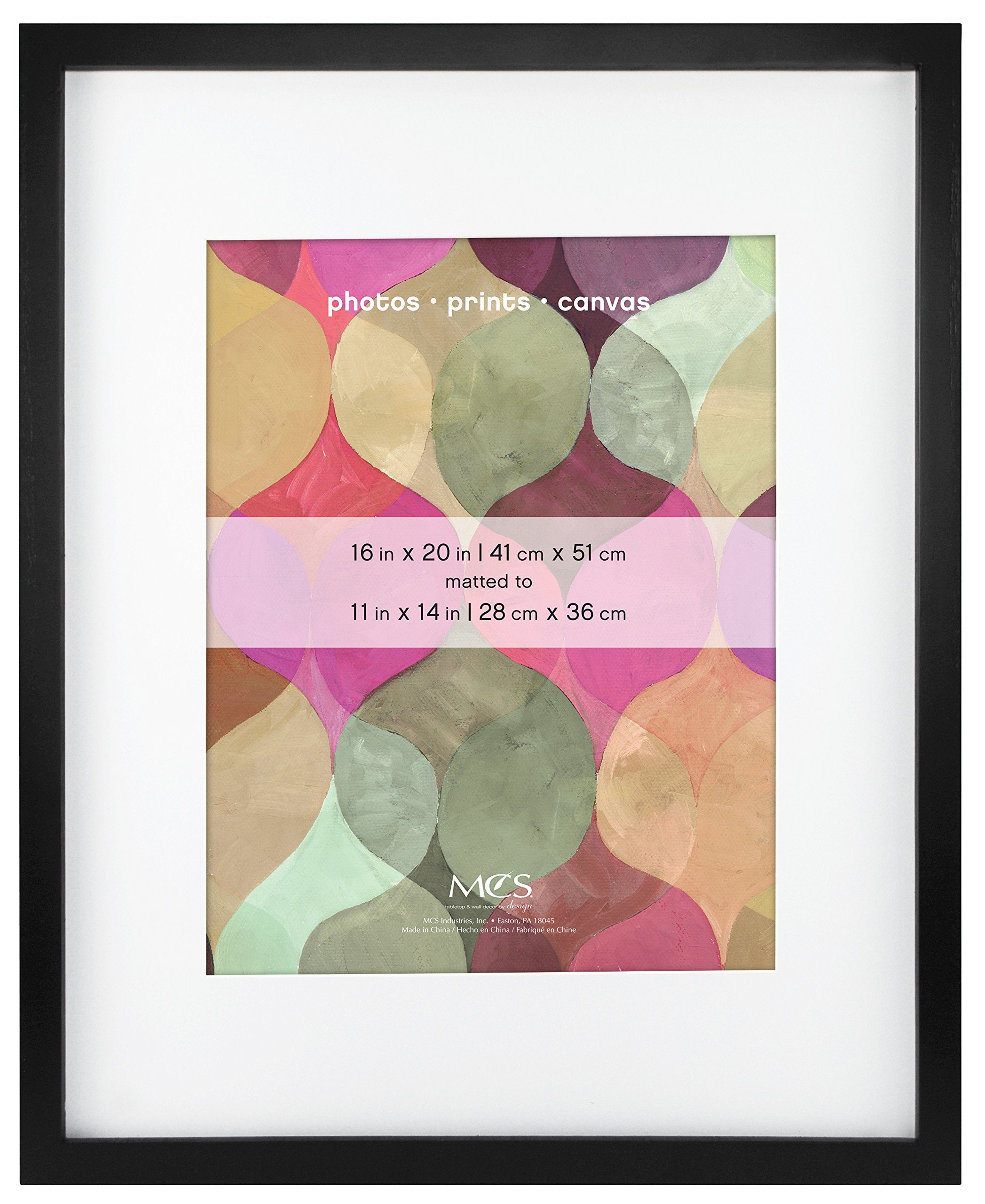 MCS 16x20 Inch Art Frame with 11x14 Inch Mat Opening, Black (47565)