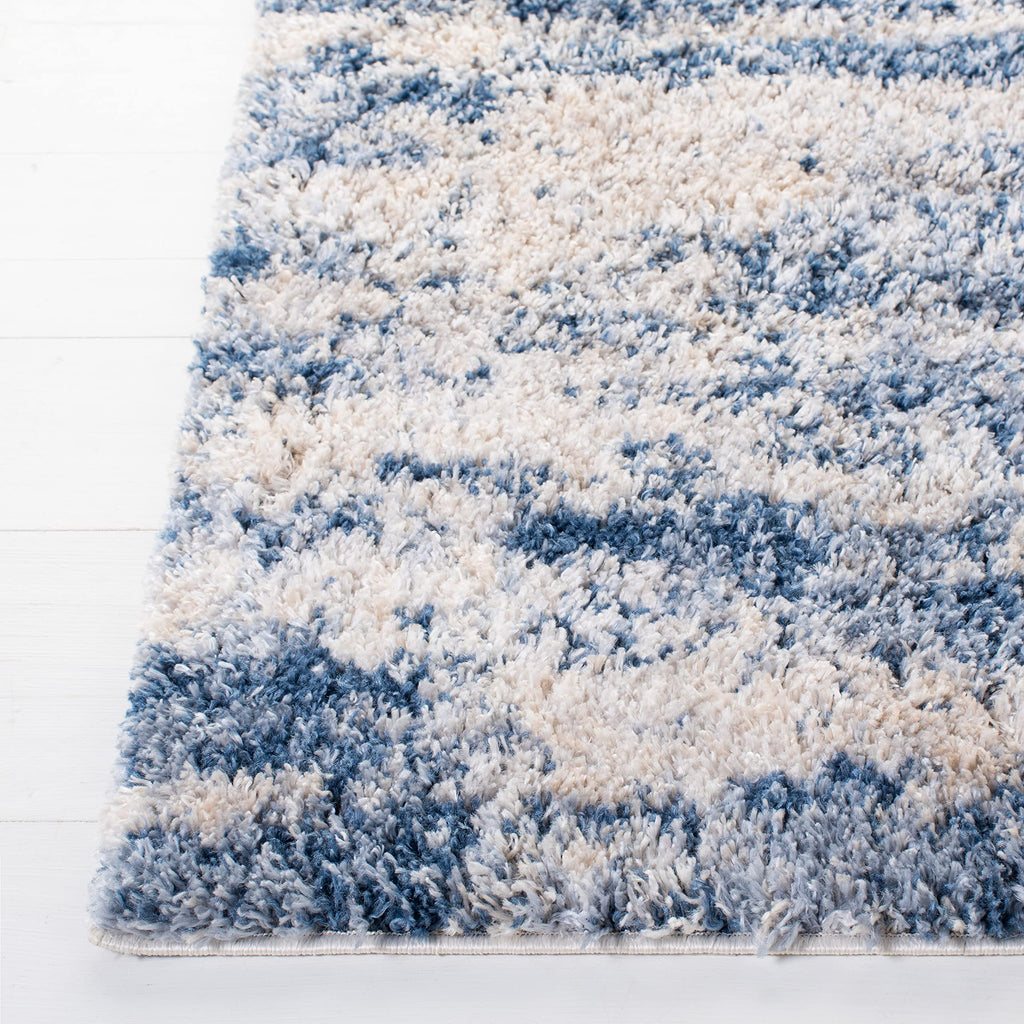 Safavieh Berber Shag Collection 6' X 9' Beige/Blue Ber219B Modern Abstract Non-Shedding 1.2-Inch Thick Living Room Dining Bedroo