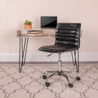 Flash Furniture Alan Low Back Designer Armless Black Ribbed Swivel Task Office Chair