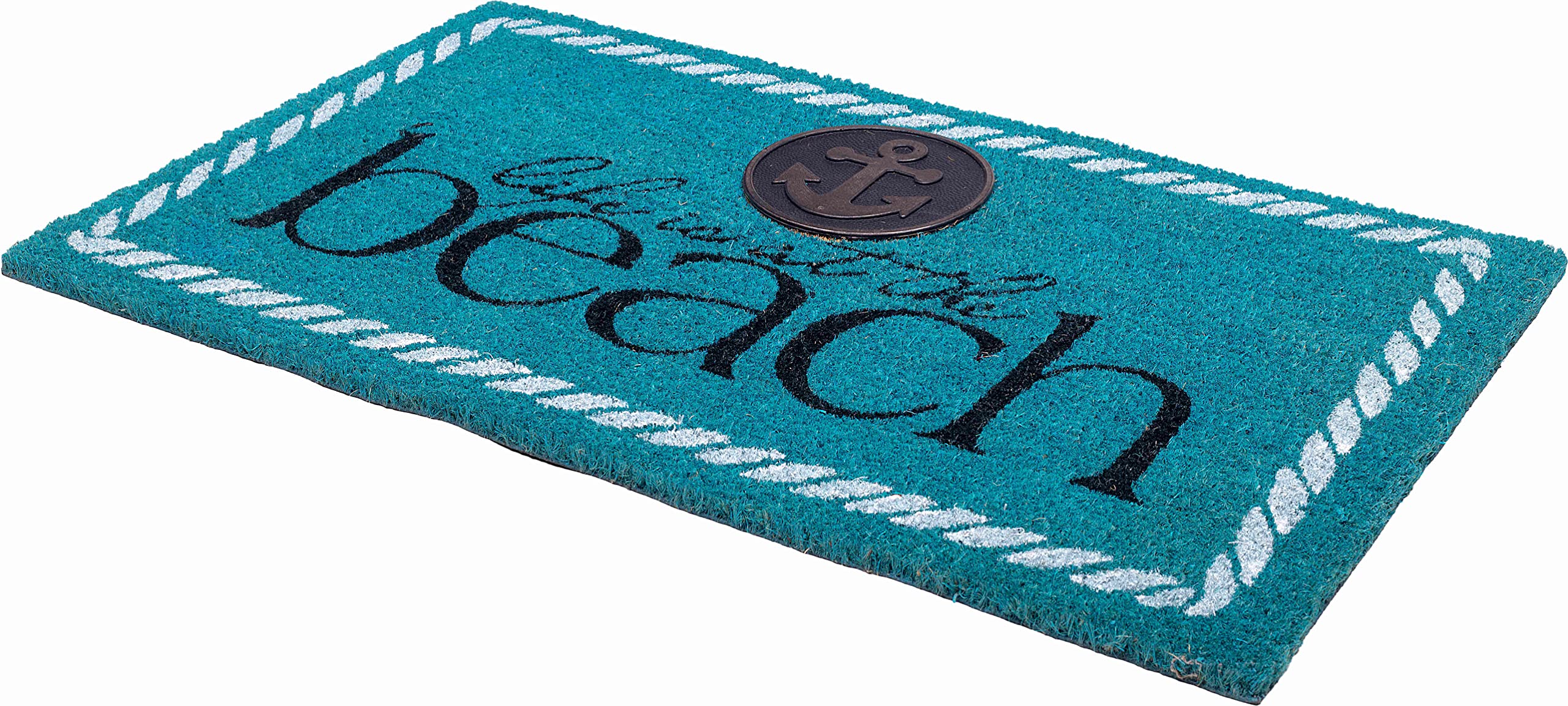 Fab Habitat Non Slip Doormat - Durable, Thin - Natural Coir & Rubber - Entryway, Front Door, Porch, Patio - Life Is At The Beach