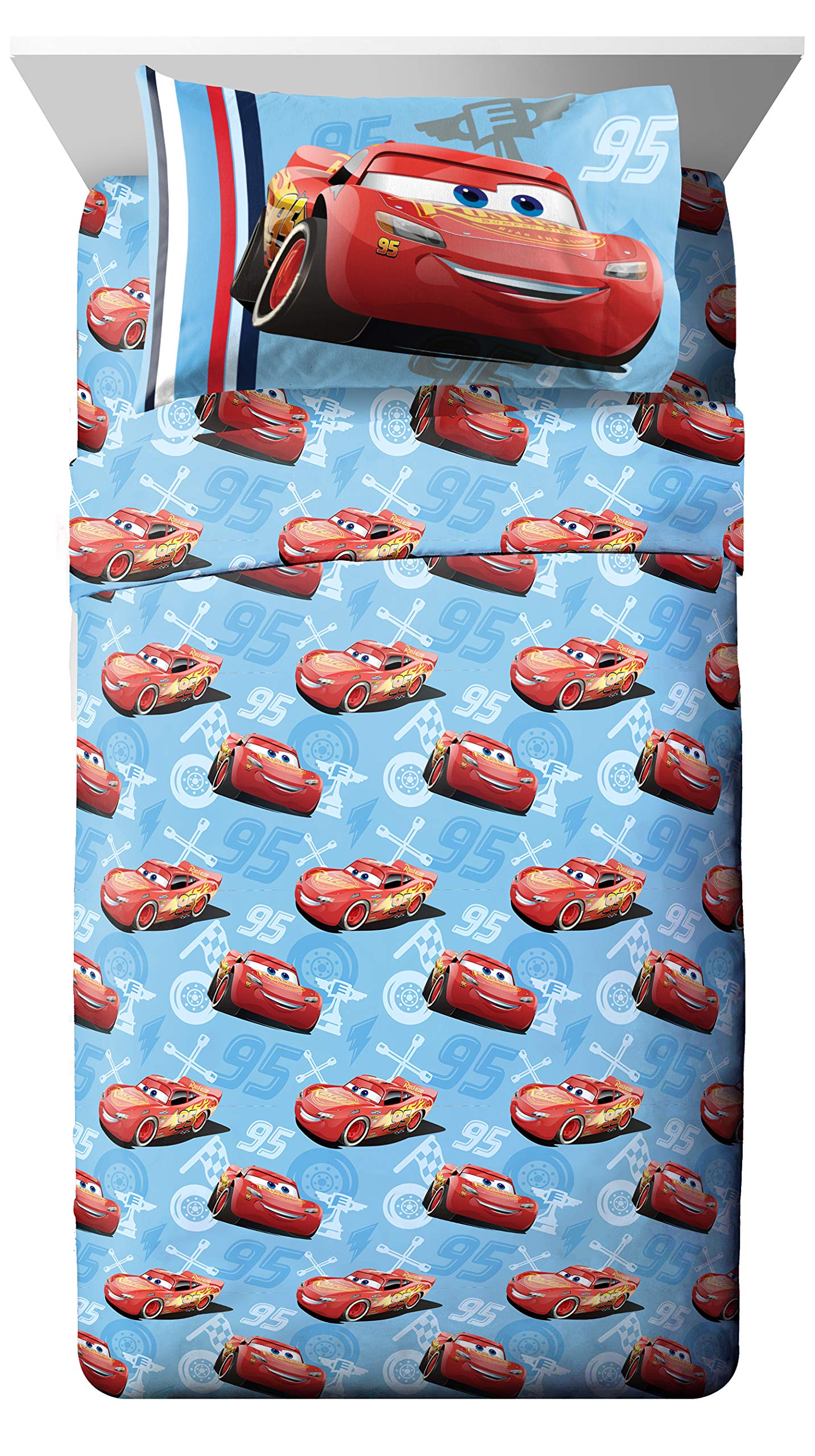 Jay Franco Disney Pixar Lightning Mcqueen Full Size Sheet Set, Cars 95