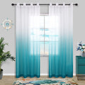 Koufall Teal Curtains 84 Inch Length For Bedroom Coastal Decor Pair Set 2 Panels Ombre Aqua Blue Turquoise Gradient Grommet Wind