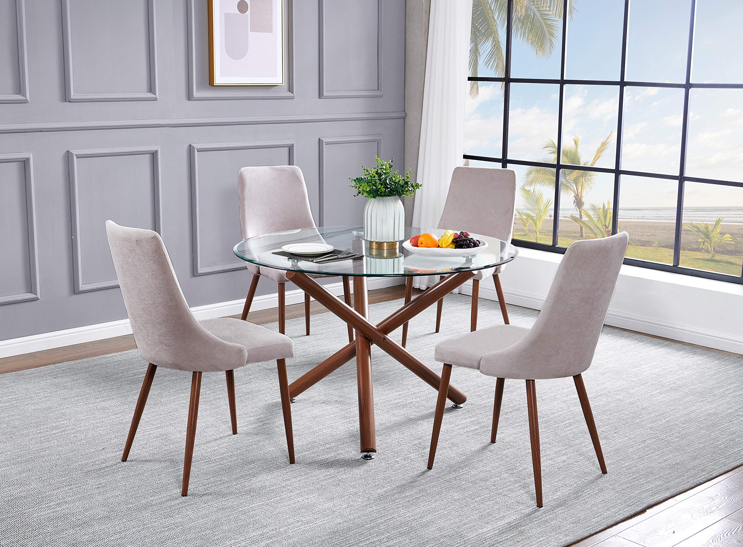 Best Quality Furniture D137-Sc4 Dining Chairs, Beige