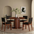 Ntc Summit 47 Inch Modern Design, Round Dinner Table For Dining Room, Living Room Furniture, Effortless Assembly, Dark Walnut