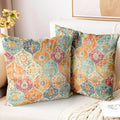 ZSYTZL Boho Throw Pillow Covers 24x24 inch Set of 2,Soft Pillowcases Bohemia Carpet Pattern Decorative Sofa Living Room Bed Squa