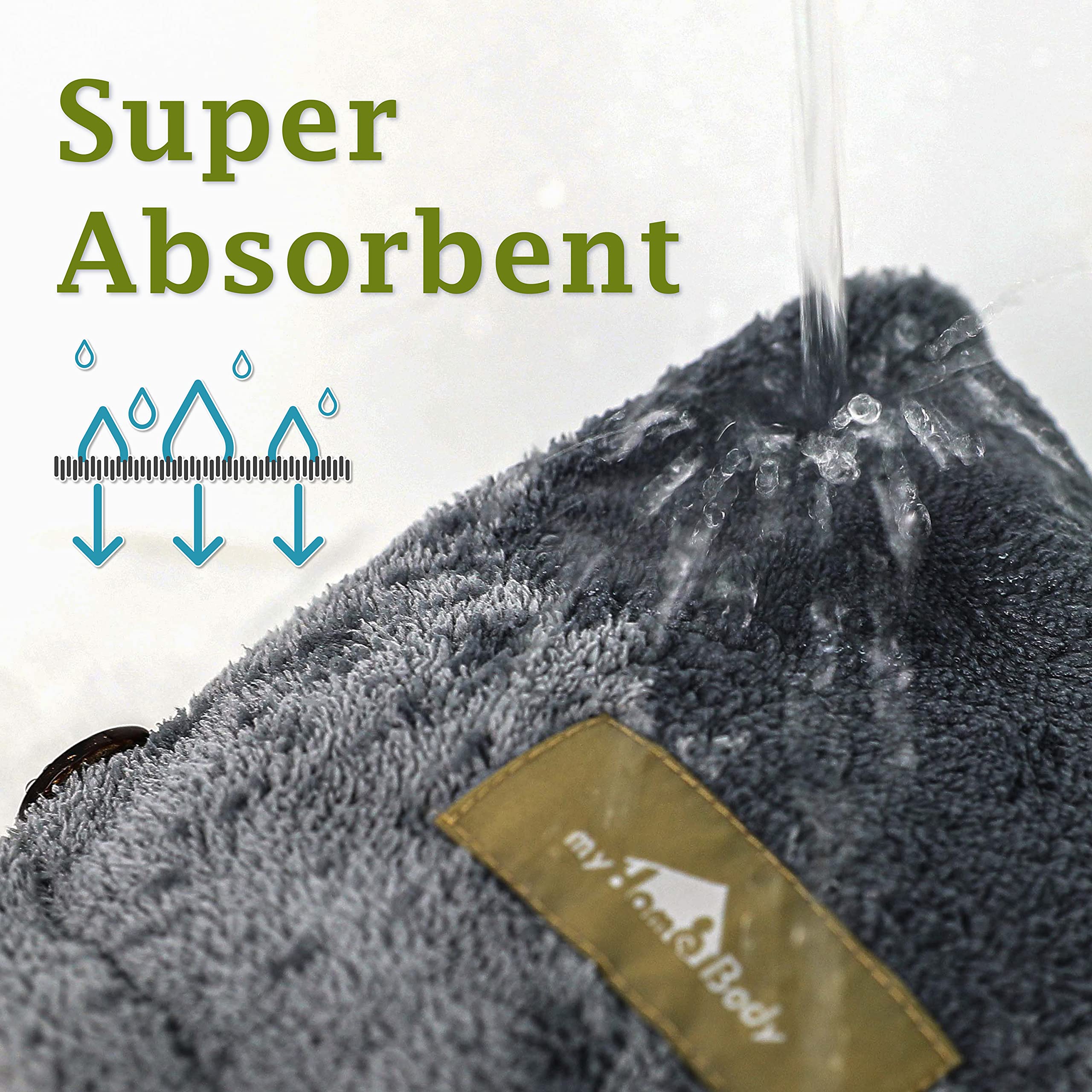 Myhomebody Hair Towel Wrap, Luxury Rapid-Dry Hair-Drying Turban, Ultra Soft And Quick Drying Absorbent Fiber, With Coconut Shell