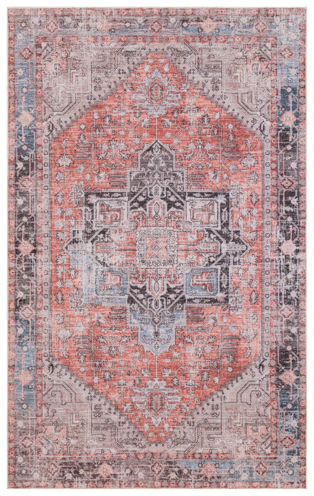 Kaspene Home Brick Red Washable Rug, Kid And Pet Friendly, Non-Slip, High Traffic Durable, Great For Living Room, Bedroom, Compl