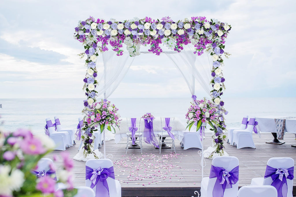 Dearhouse 2Pack Artificial Peony Flower Garland - Silk Peony Garland With Purple White Flowers For Wedding Party Table Decoratio