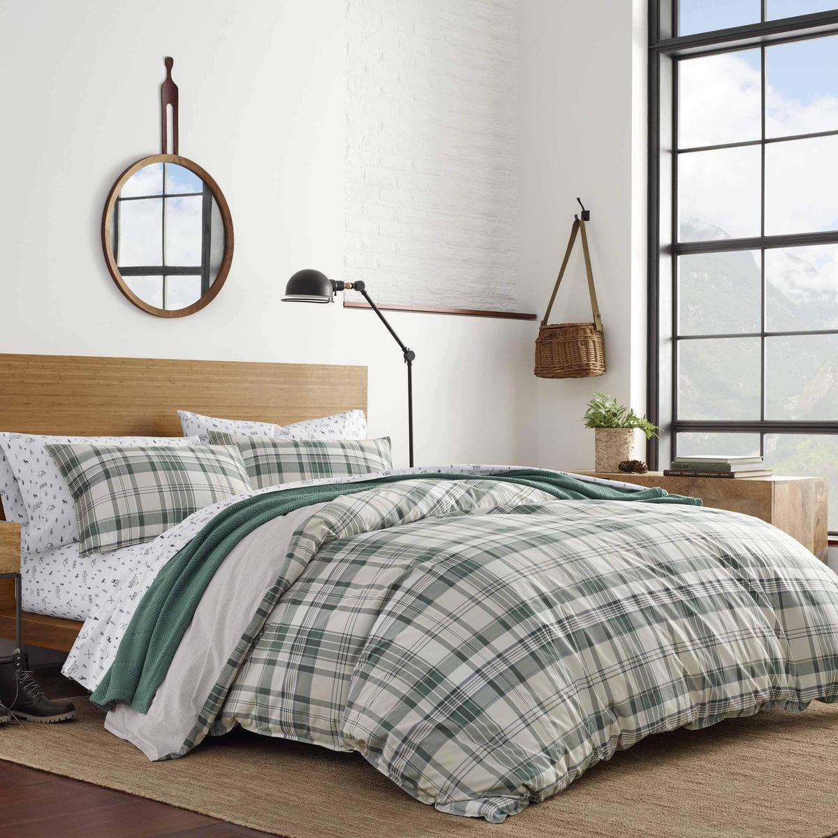 Eddie Bauer - King Duvet Cover Set, Cotton Reversible Bedding With Matching Shams, Plaid Home Decor For All Seasons (Timbers Eve