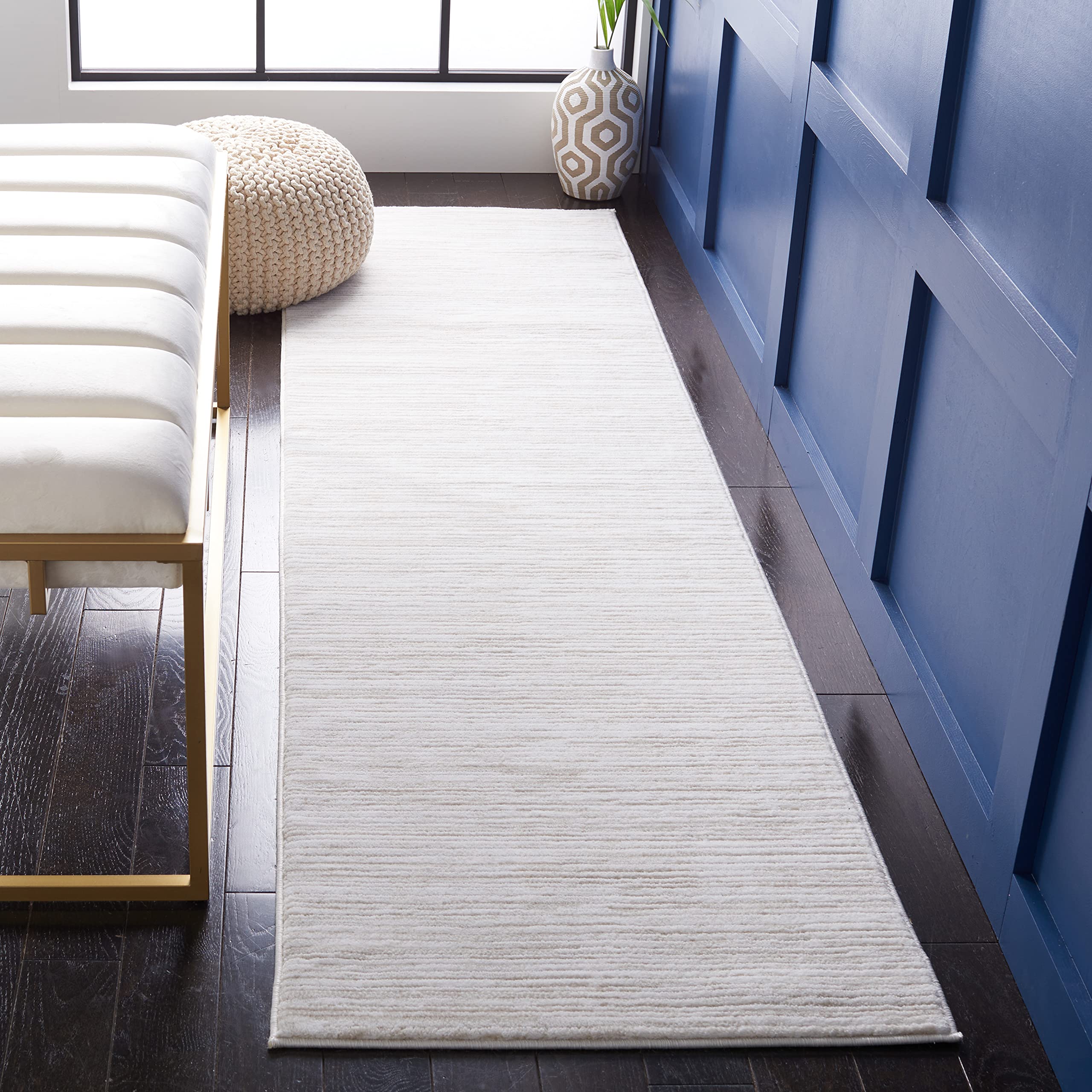 SAFAVIEH Vision Collection Runner Rug - 20 Runner, Ivory, Contemporary Design, Stain Resistant, Ideal for High Traffic Areas in
