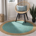 SAFAVIEH Natural Fiber Round Collection 9 Round Teal NF801E Handmade Boho Braided Jute Area Rug