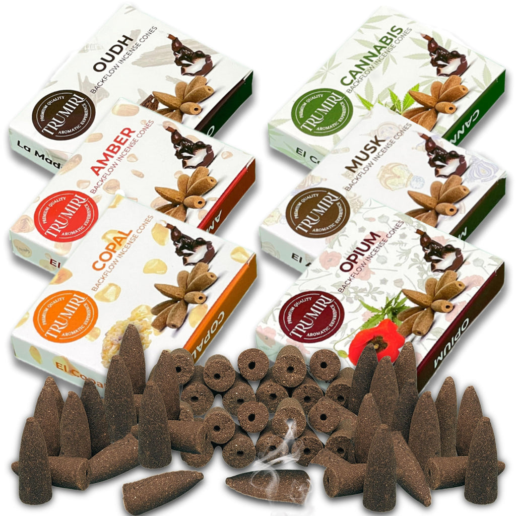Exotic - Backflow Incense Cones for Waterfall - Scented Inscents-Cones - Copal, Amber, Musk, Oud - Insiensos Aromaticos - 6x10=6