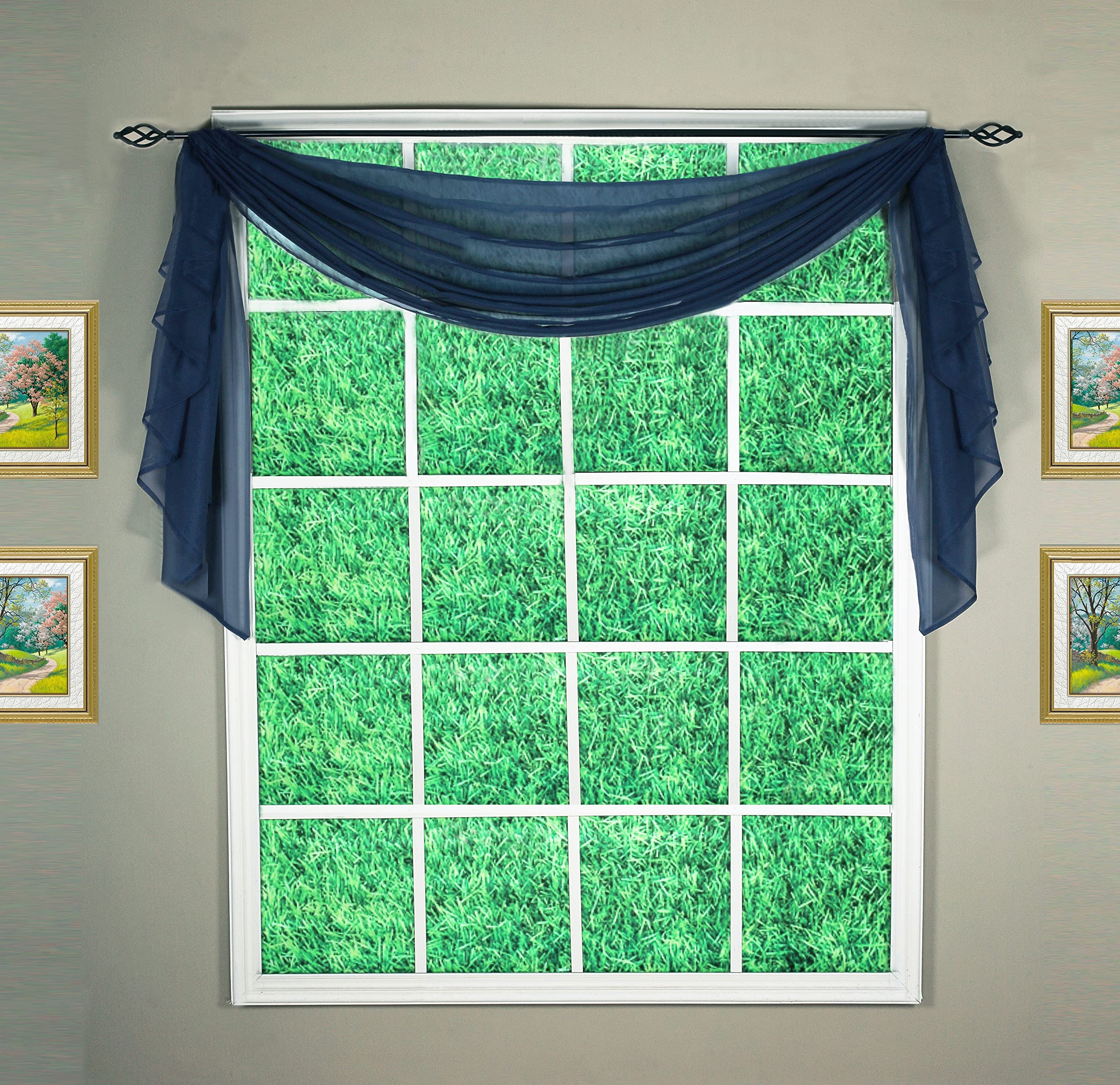 Today'S Curtain Emelia Original Voile Scarf 144', Navy, 45' W X 144' L