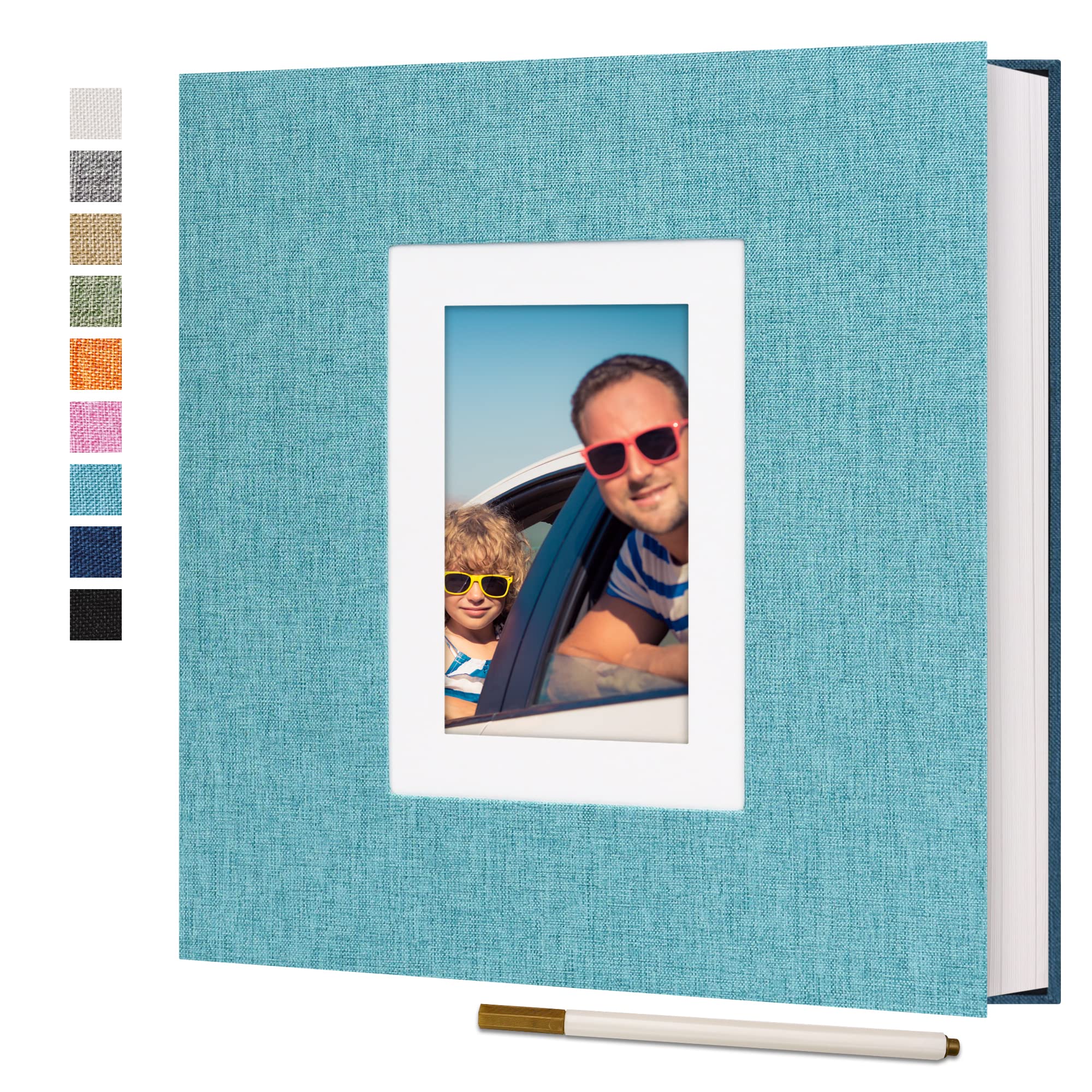Vienrose Photo Album Self Adhesive for 2x3 4x6 5x7 8x10 Pictures DIY Scrapbook 40 Blank Pages Linen Cover Memory Book for Weddin