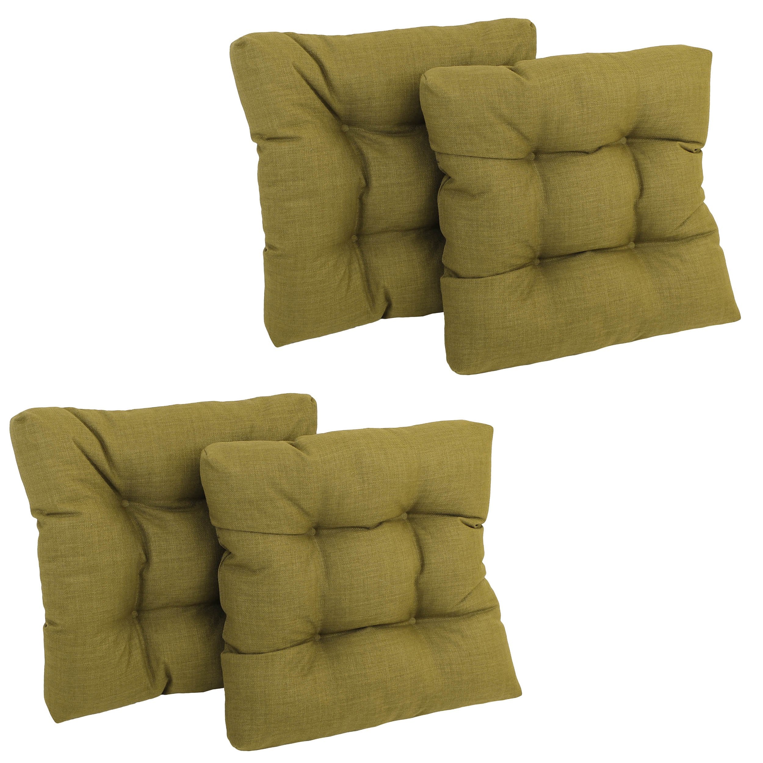 Blazing Needles Indoor/Outdoor Square Tufted Chair Cushion, 19 x 19, Avocado 4 Count